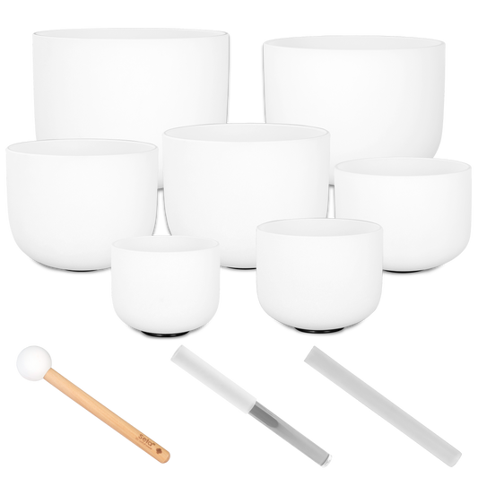 Crystal Singing Bowl Set Frosted 440 Hz
