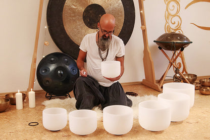 Crystal Singing Bowl Set Frosted 440 Hz